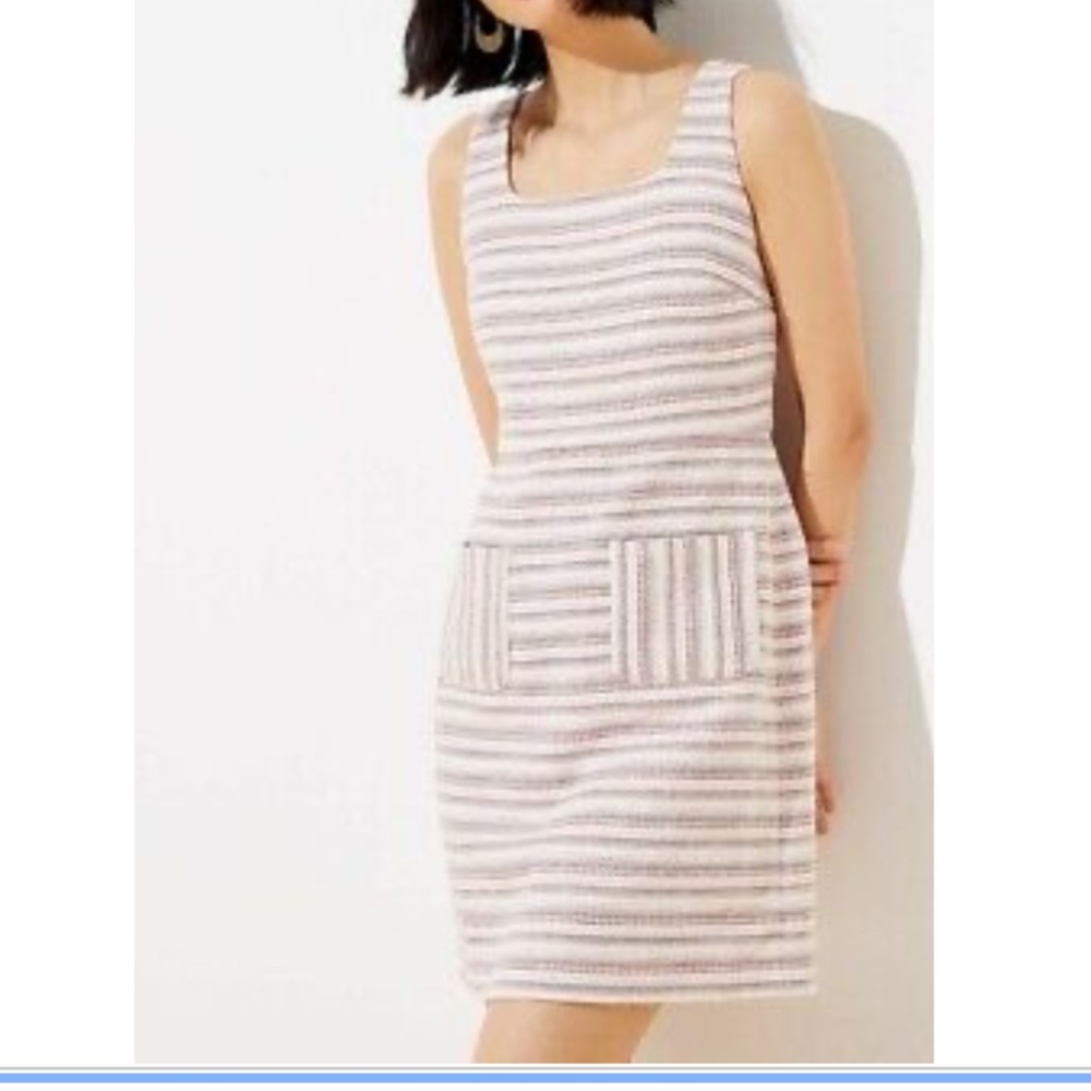 NEW Loft Textured Stripe Pocket Sheath Dress (Sz 0
